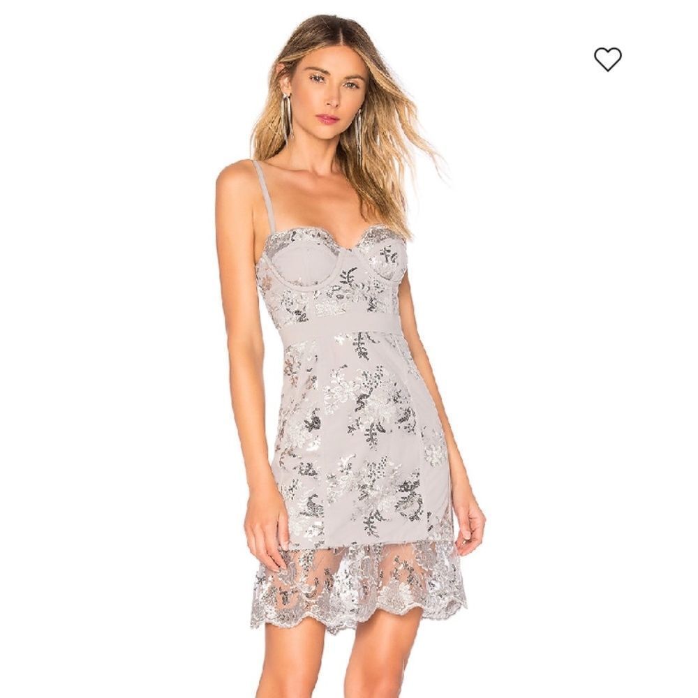 X by NBD Harper Bustier Mini Dress in Silver